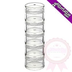 Stackable jars 5cm diameter x 13cm high.