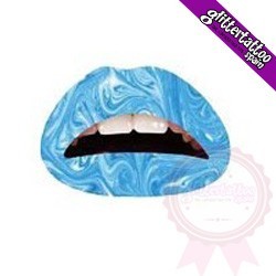 Sticker / tattoo for lips Marble blue.