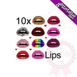 Multi Pack de 10 tattoos para labios