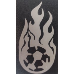 Football with flames temporary tattoo stencil 9 x 5cm