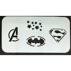 Super heroes plantilla reutilizable para aerógrafo 18 x 9,5cm